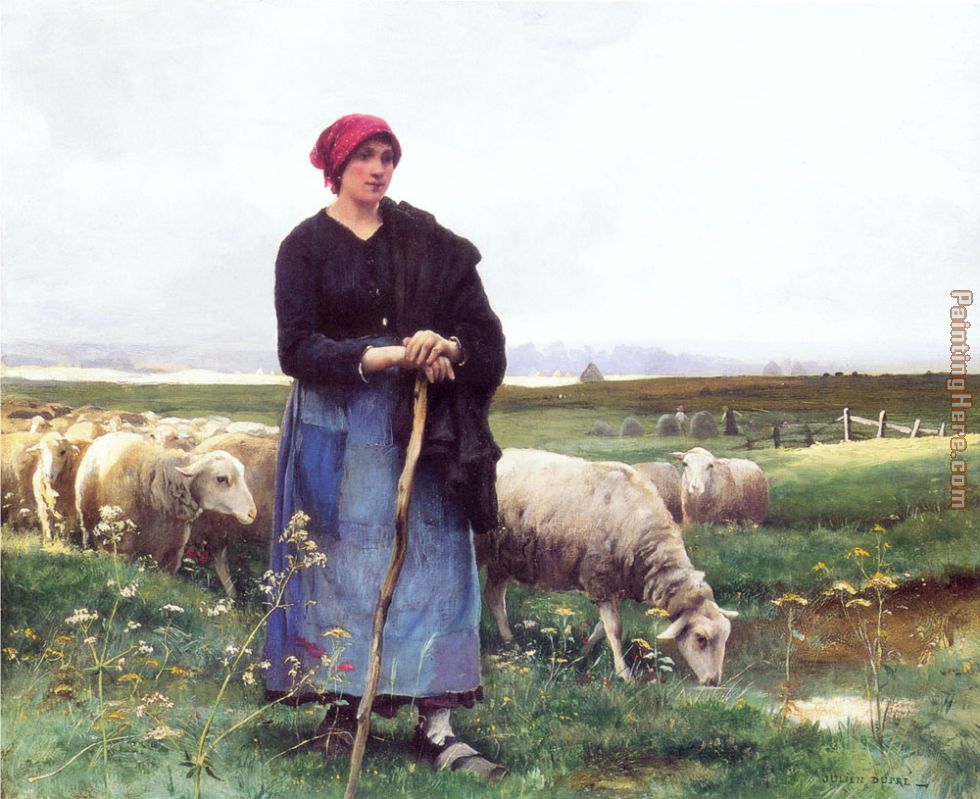Julien Dupre A Shepherdess with her flock